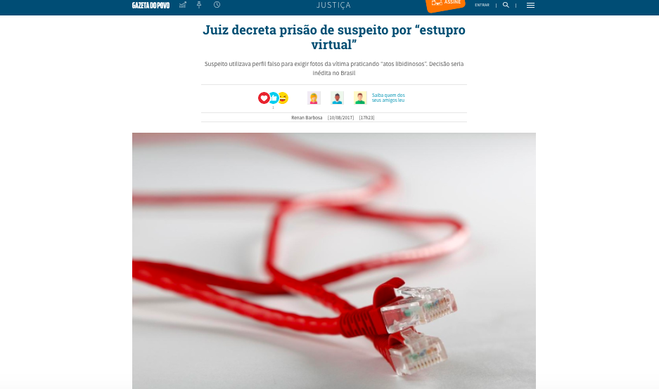 Entrevista Gazeta do Povo – estupro virtual