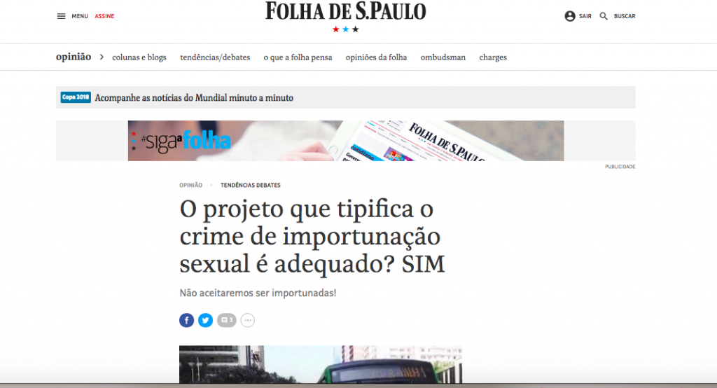 Folha – crime importunacao